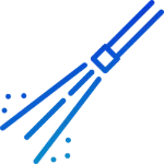 Blue spray nozzle emitting a fine mist, ideal for home gardening or cleaning tasks.